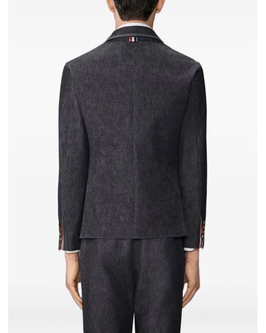Thom Browne Black Buttoned Denim Jacket for men