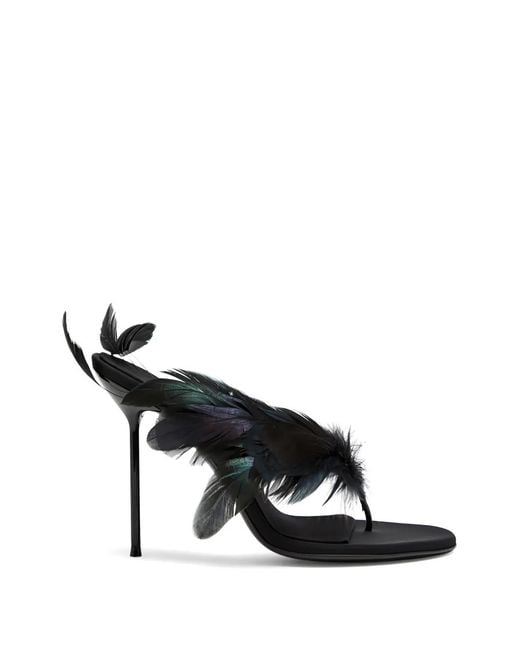 Paris Texas Black Lidia Feather Sandals