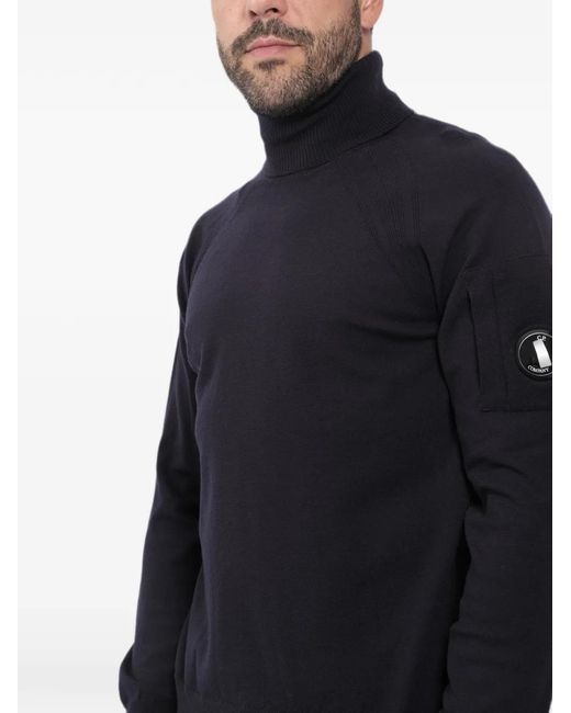 C P Company Blue Roll-Neck Pocket Sweater for men
