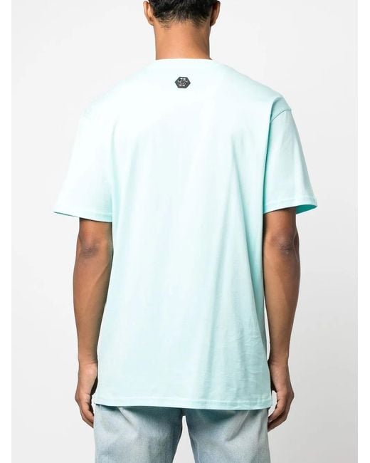 Philipp Plein Blue Hawaii Embellished Short-Sleeve T-Shirt for men