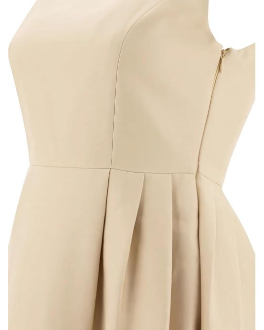 Sandbeige Natural Robe Plissée À Encolure Carrée