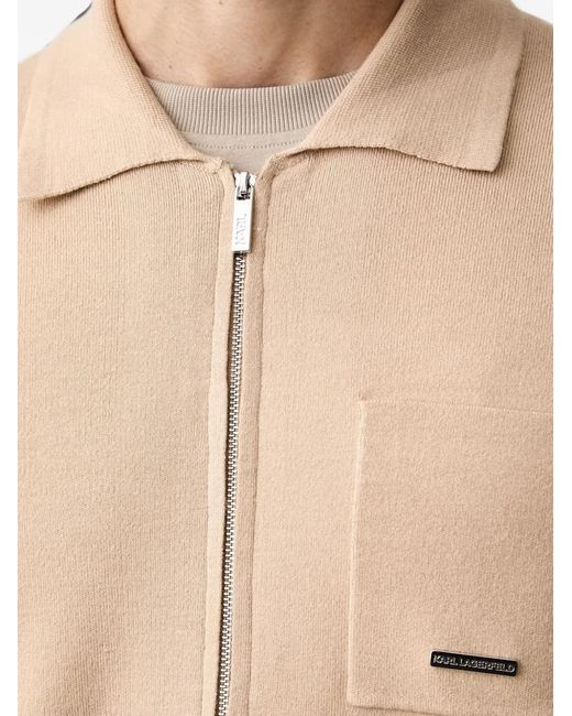 Karl Lagerfeld Natural Zip-Up Pocket-Detail Sweater for men