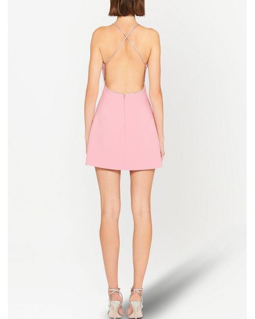 Miu Miu Crystal Trim Mini Dress in Pink | Lyst