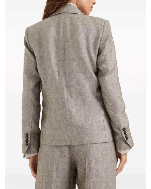Brunello Cucinelli Gray Linen Double-breasted Jacket