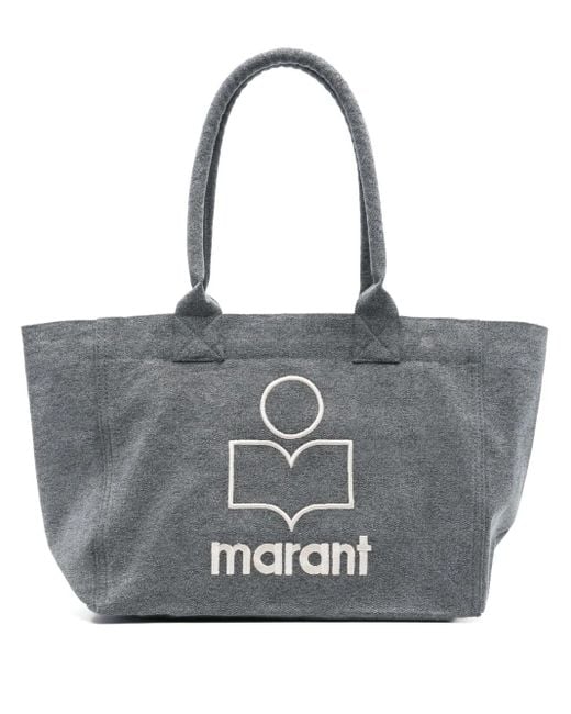 Isabel Marant Black 'Yenki Logo' Detail Canvas Tote Bag