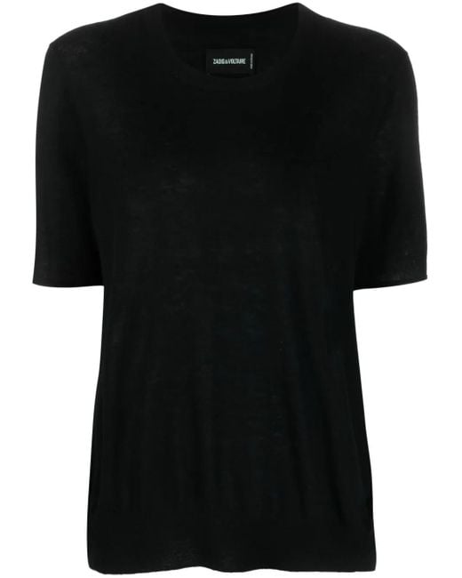 Zadig & Voltaire Black Ida Recycled Cashmere T-Shirt