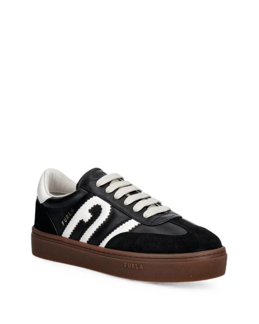 Furla Black Logo-Patch Panelled Sneakers