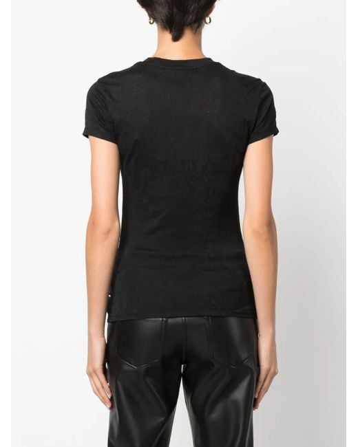 Philipp Plein Black Rhinestone-Logo Snake-Print T-Shirt