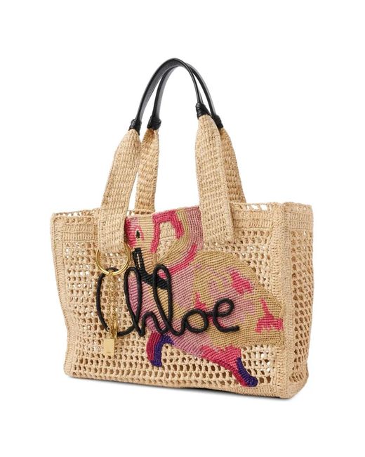 Chloé Natural Summer Banana Rafia Tote Bag