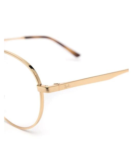 Ray-Ban Metallic Polished-Effect Round-Frame Glasses