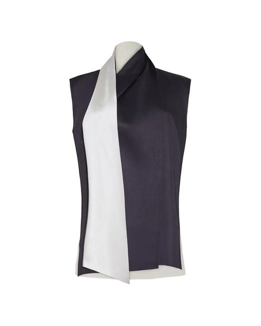 Adam Lippes Blue Hana Scarf-Detail Top