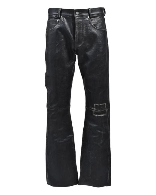Enfants Riches Deprimes Black Crust Repaired Leather Flared Jeans for men