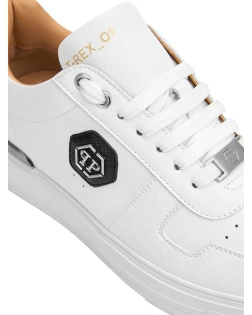 Philipp Plein White T-Rex 01 Logo-Plaque Sneakers