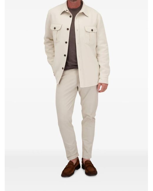 Fedeli Brown Crew-Neck Wool Sweater for men