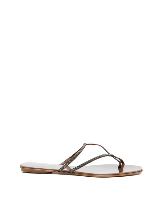 Pedro Garcia Brown Estee T-Strap Flat Sandals