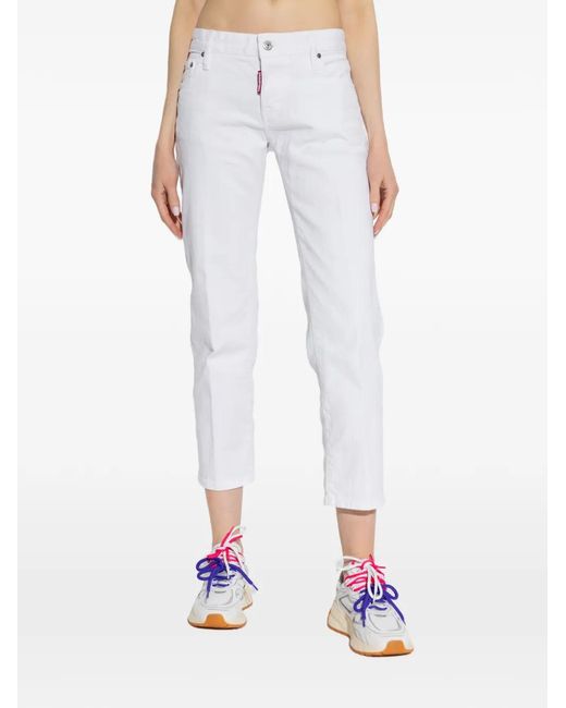 DSquared² White Jean À Passants De Ceinture Boutonnés