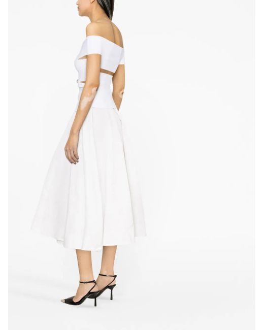 McQueen White Cut-Out Off-Shoulder Top