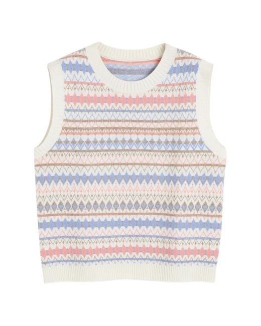 Chinti & Parker White Fair Isle Sweater Vest