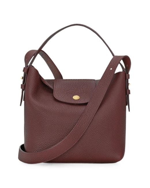 Longchamp Purple Pebbled Leather Tote Bag