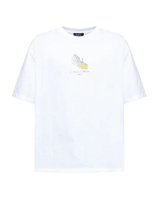 A.P.C. White Crew-Neck T-Shirt for men