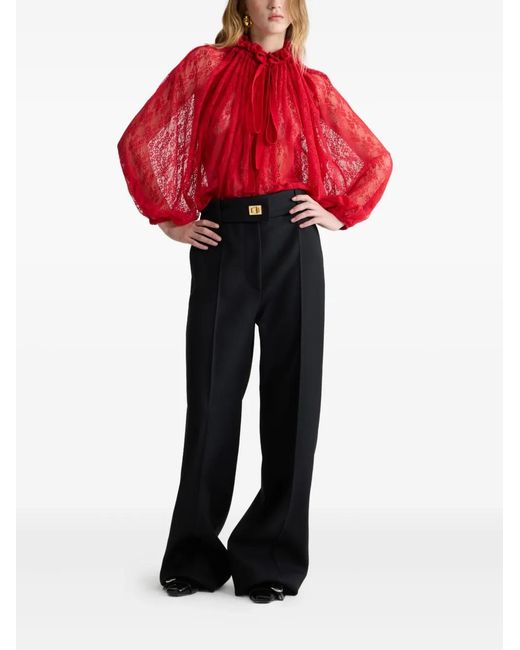Patou Red Lace Drawstring Top