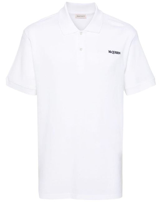 Alexander McQueen Piqué Poloshirt in het White voor heren