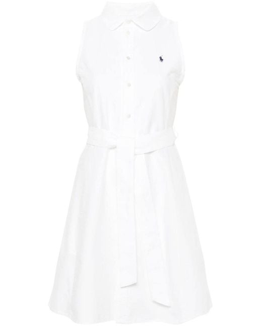 Polo Ralph Lauren Polo-pony Shirt Mini Dress in het White