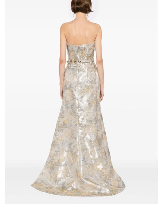 Saiid Kobeisy White Brocade Long Dress