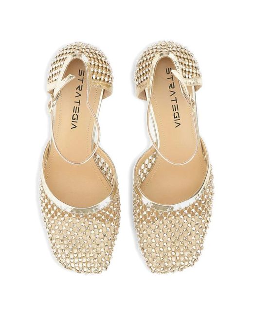 strategia shoes Natural Shiny Décolleté Rhinestone Pumps