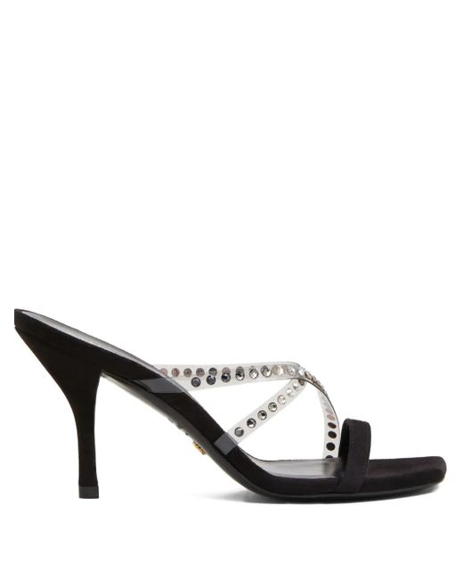 Stuart Weitzman Black 85Mm Crystal-Embellished Strapeze Slide