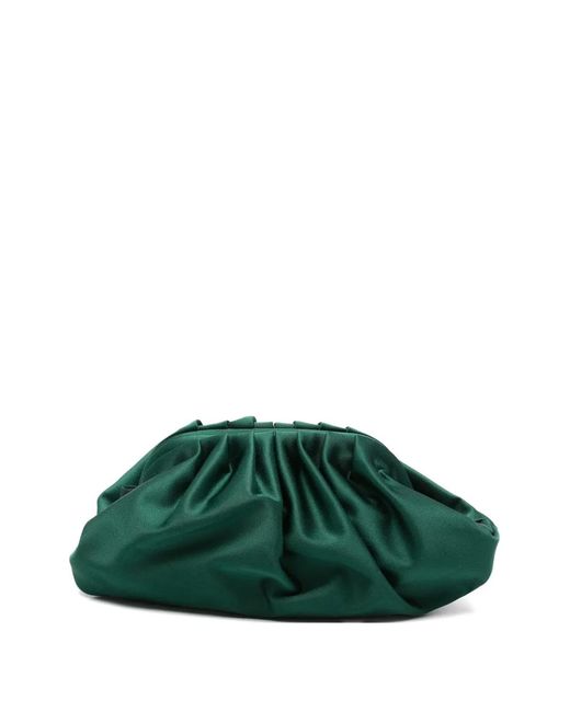 Antonelli Green Ruched Satin Clutch Bag
