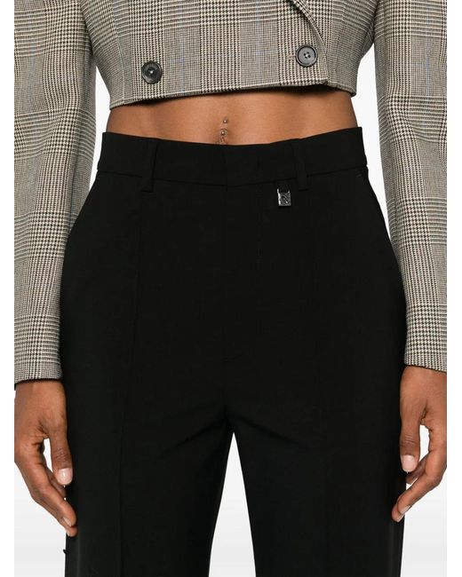 GIUSEPPE DI MORABITO Black Wool-Blend Wide-Leg Trousers