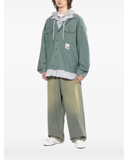 Maison Mihara Yasuhiro Green Striped Hooded Jacket for men