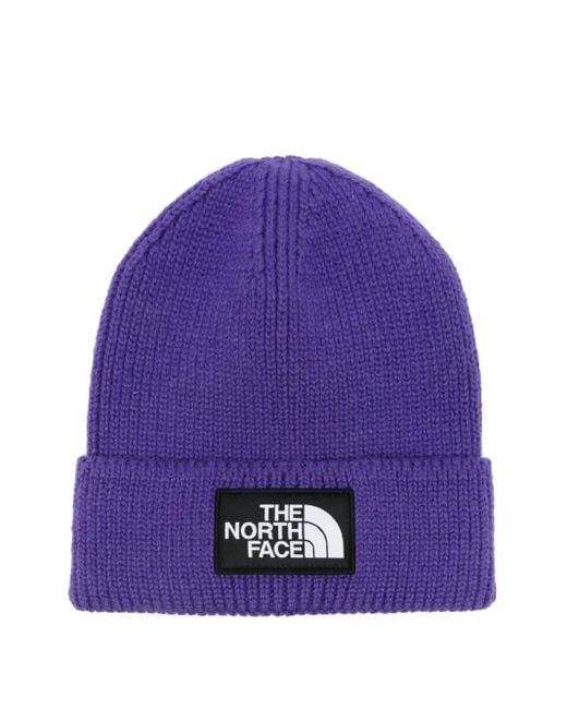 The North Face Purple Logo-patch beanie