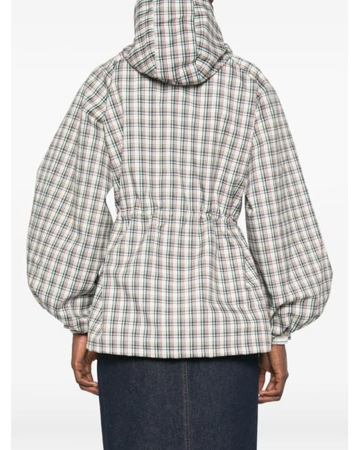 Damson Madder White Liu Check Drawstring Raincoat