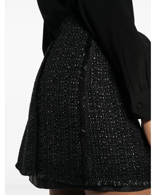 Lanvin Black Metallic Tweed A-Line Miniskirt