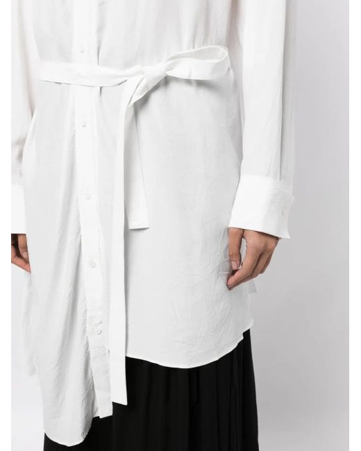 Yohji Yamamoto White Tied-Waist Asymmetric Shirt