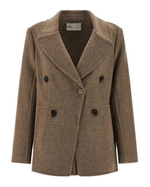Tory Burch Brown Double-Breasted Blazer