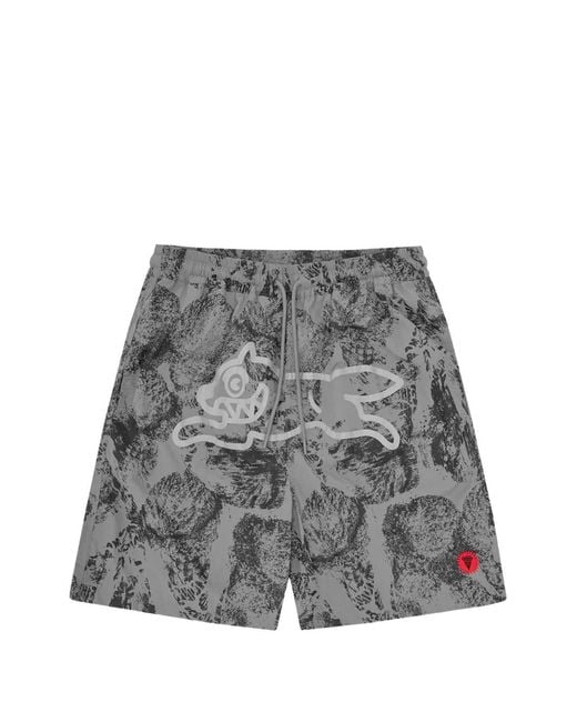 ICECREAM Gray Cone Stamp Running Dog Swim Shorts for men