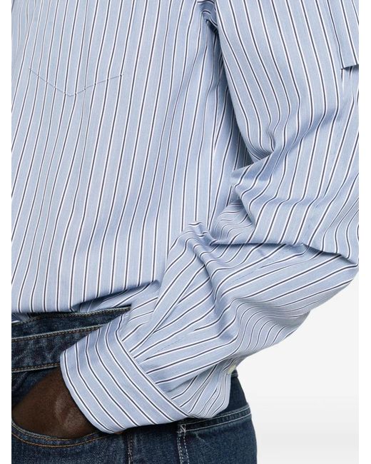 Sacai Blue Striped Layered Shirt for men