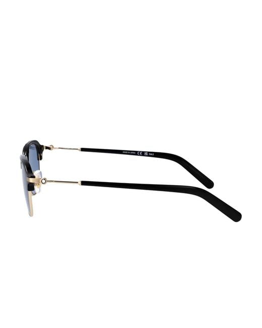 Montblanc Blue Square-Frame Sunglasses for men