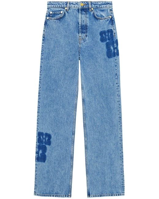 Ganni Blue Izey Patchwork-Jeans