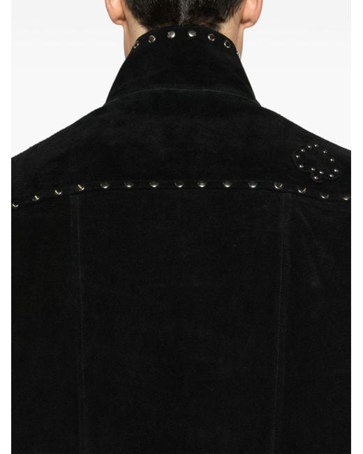 Bode Black Studded Detailing Suede Jacket for men