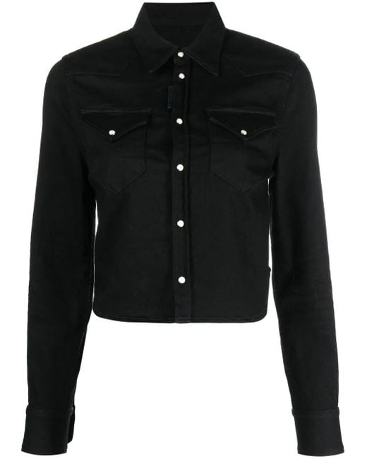 DSquared² Black Cropped Denim Shirt