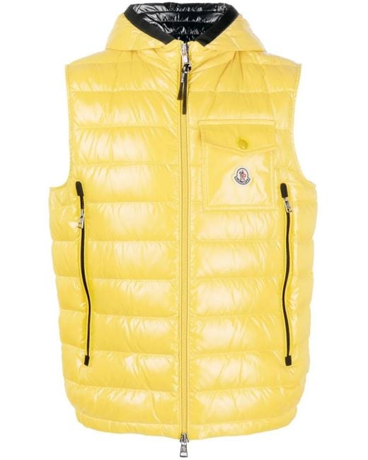Moncler Yellow Chest Logo-Patch Padded Gilet for men