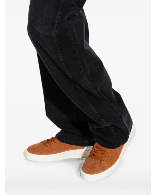 Balmain Brown B-Court Shearling-Trim Sneakers for men