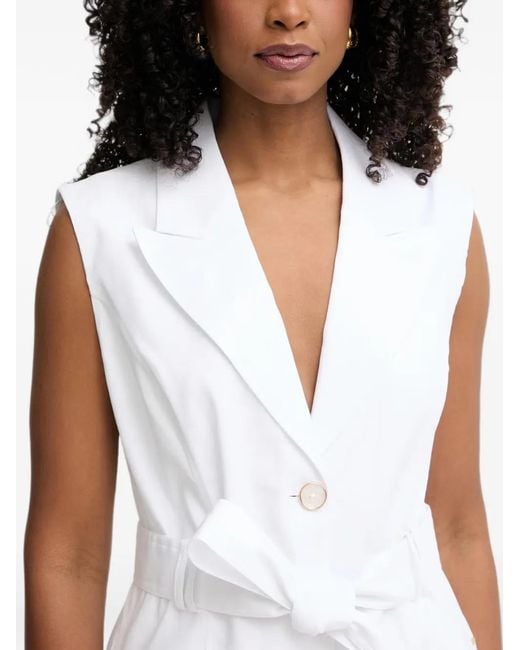 Guess White Belted Sleeveless Blazer