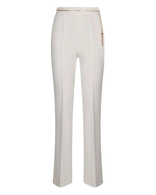 Elisabetta Franchi White Chain Tassel Crêpe Trousers