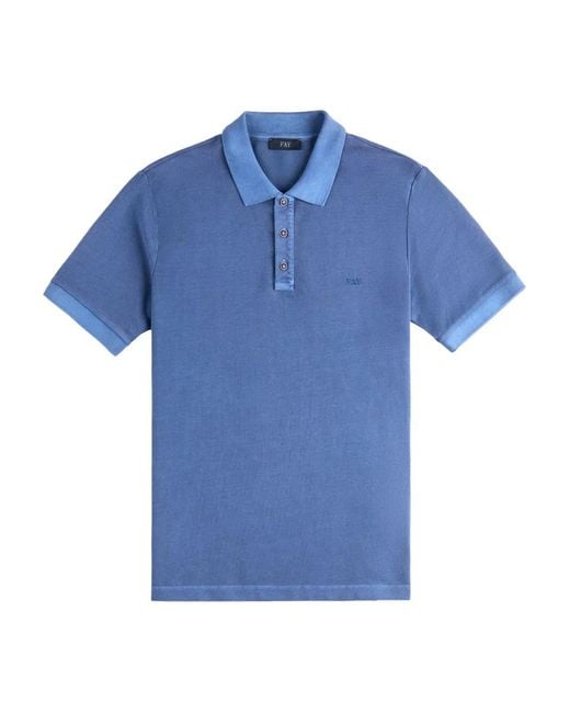 Fay Blue Piquet Short-Sleeves Polo Shirt for men