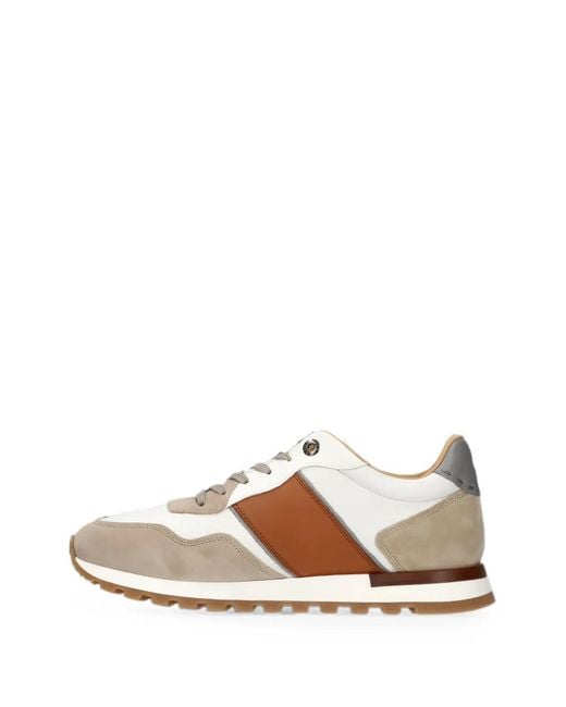 La Martina White Heritage Suede-Panelled Sneakers for men